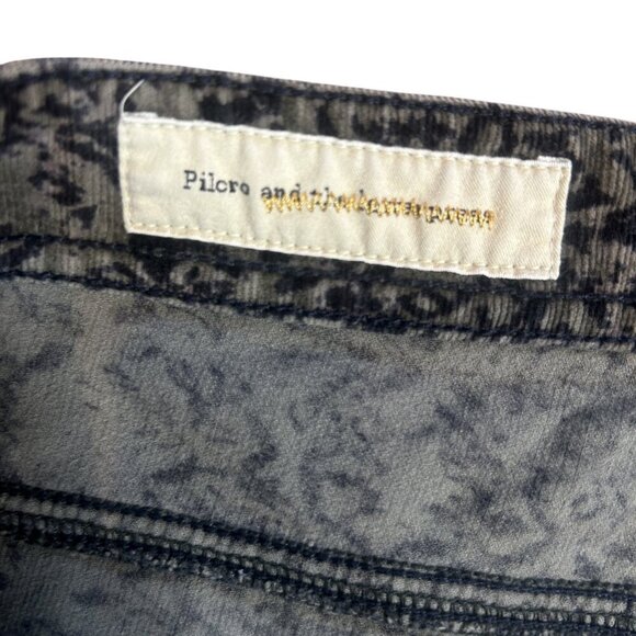 Pilcro & the Letterpress Anthropologie Green Black Floral Corduroy Jeans Size 30 - Picture 5 of 12